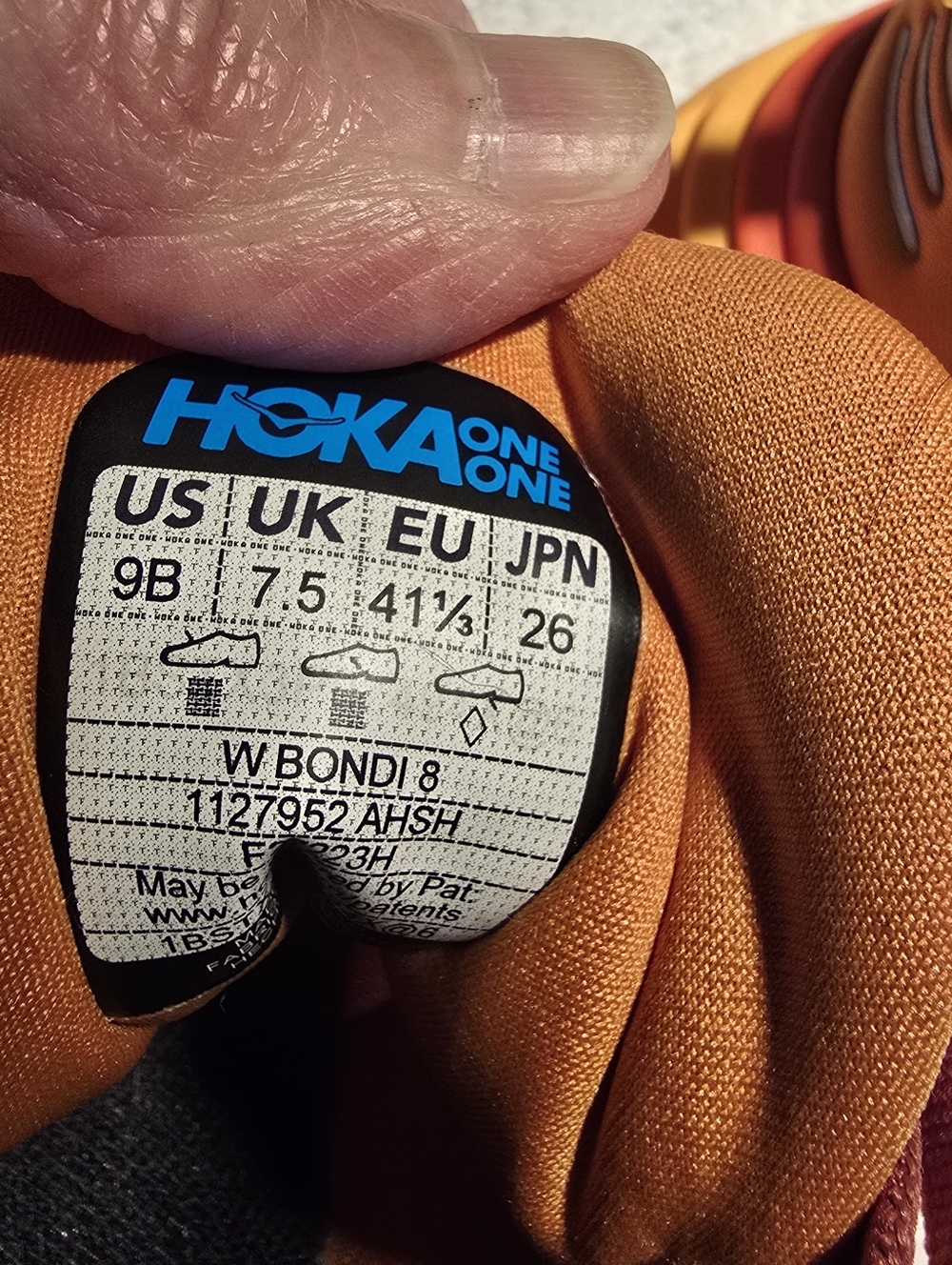 Hoka Womens Bondi8 Orange Running Shoes Size 9 - Picture 3 of 6